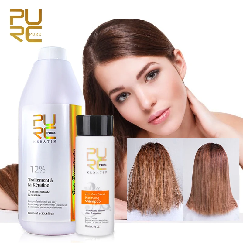 PURC Professional Keratin Hair Treatment Straightening Smoothing Purifying Shampoo Set Hair Care Product 1000ml