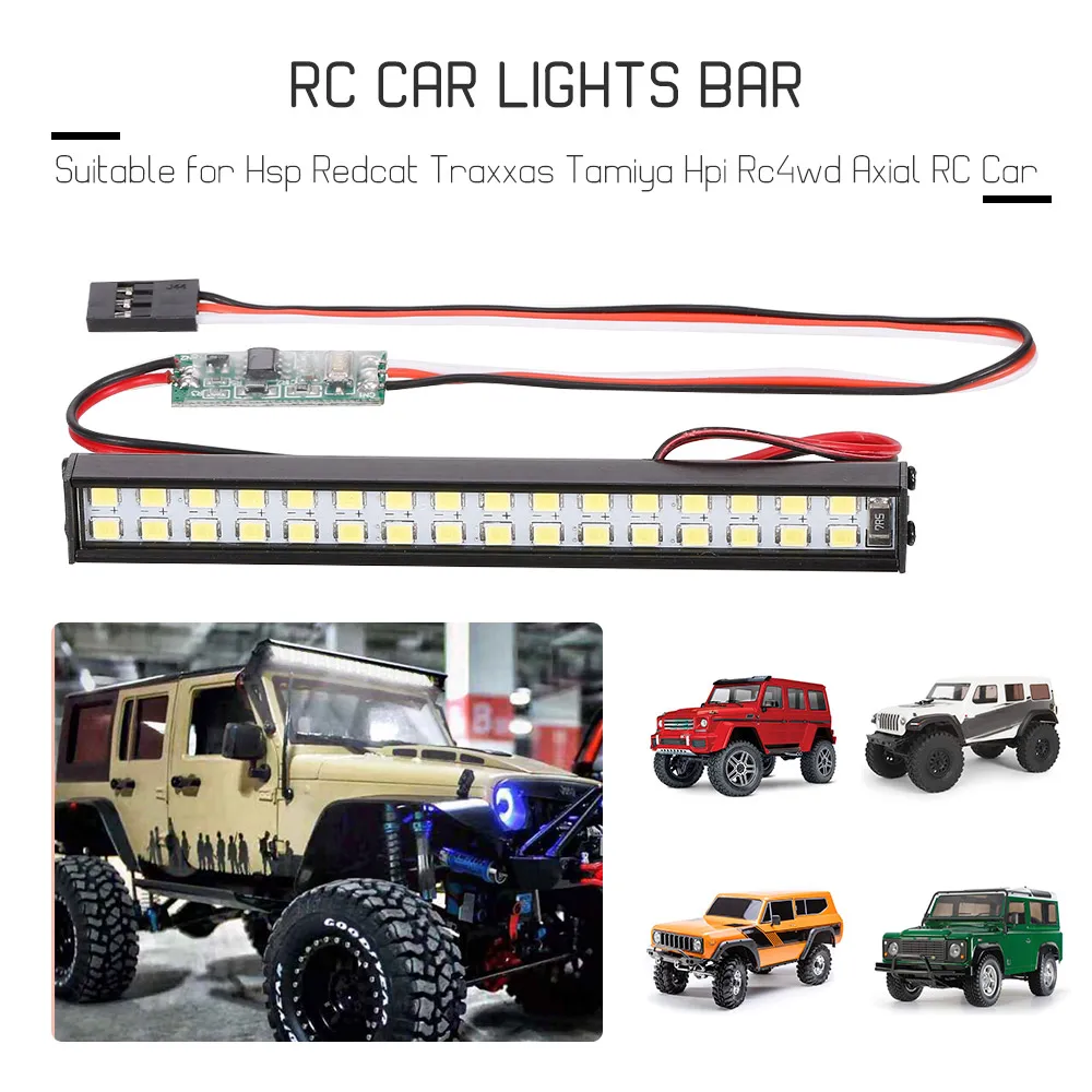 RC LED Lights Bar 100mm Metal Roof Lamp Light Headlight 32LEDs Light for 1/10 Traxxas TRX4 Trx6 RC Tamiya Axial SCX10 HPI RC Car