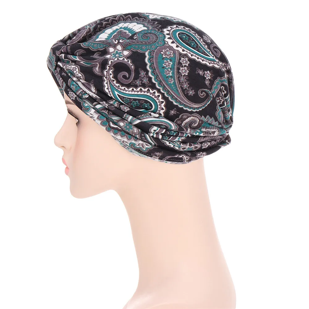 Turbante con estampado de moda para mujer, gorro de flores elásticas suaves, Hijabs interiores para la cabeza, Hijab musulmán