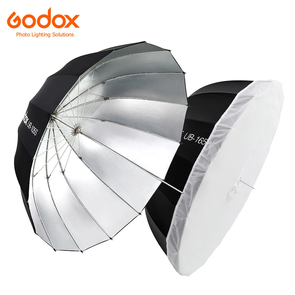 

Godox Parabolic Reflective Umbrella 165cm 130cm 105cm Silver / White Lining Diffuser UB-165S UB-165W for Studio Flash Light