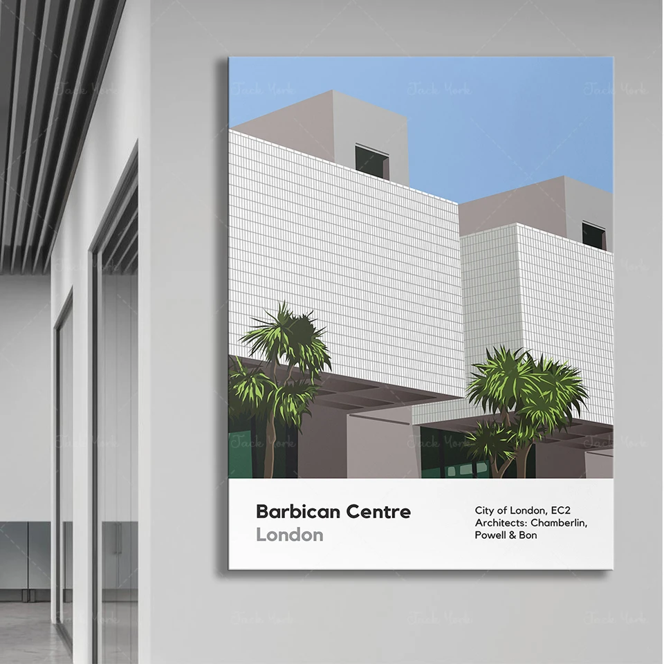 Barbican Centre  Poster Print / Modernist/Brutalist London Architecture Digital Illustration