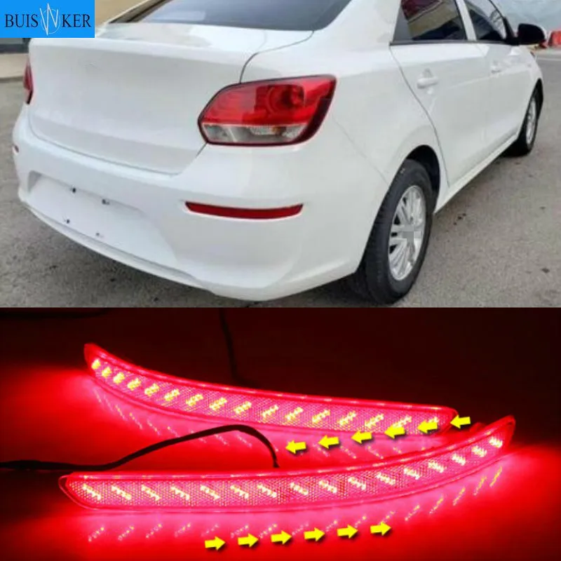 

2PCS Rear Fog Lamp Auto Bulb Brake Light Reflector For KIA PEGAS 2017-2019 Multi-Function LED Rear Bumper Light