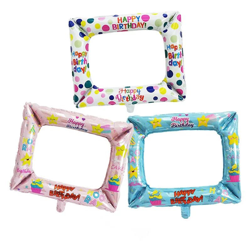 1pc photo frame aluminum film balloon birthday birthday photo prop balloons baby baptism party decoration  Polka dot ball