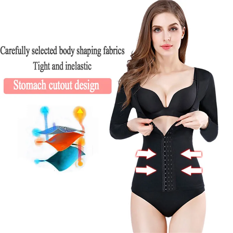 Damen-Korsett-Top mit Langen Ärmeln, Nahtloser Taillenformer, Unterwäsche, Armformer, Bauchstraffender Shapewear für einen Flachen Bauch – Detail 2