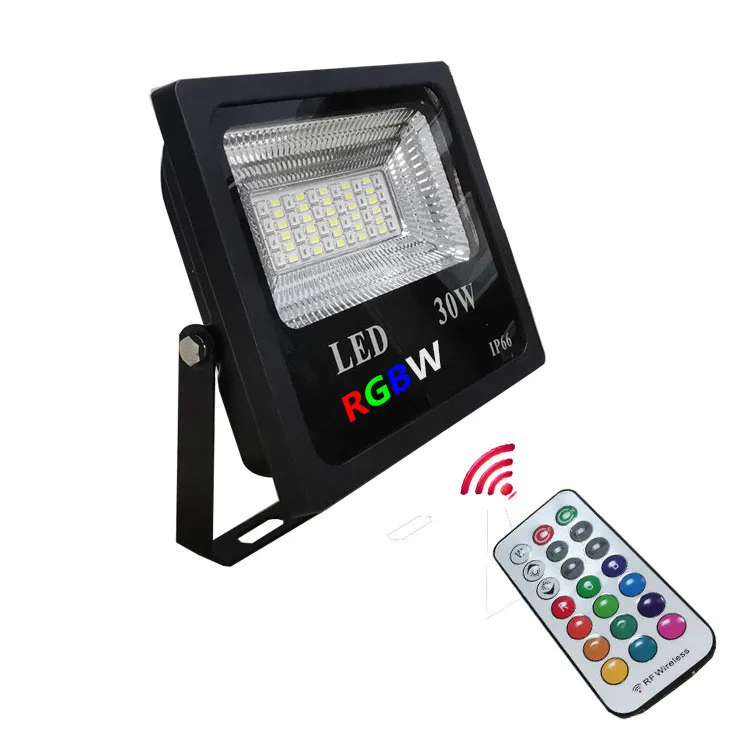 

20W RGBW Floodlight RF Wireless Remote Control RGBW Projection Lamp Ip65 Led Flood Light Outdoor Landscape Garden Lamp