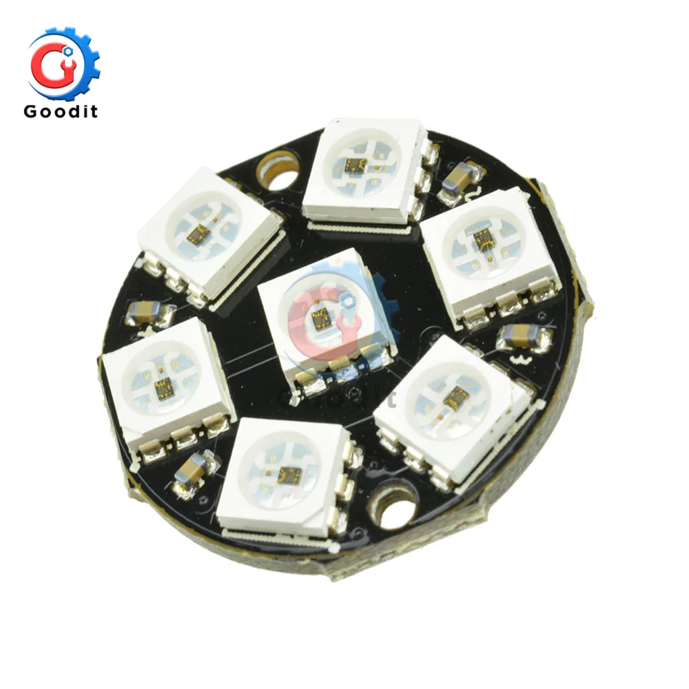 WS2812 7-Bit 7 Bits LED 5050 RGB LED Ring Lamp Light with Integrated Drivers For Arduino Reverse Polarity Protection IC Control