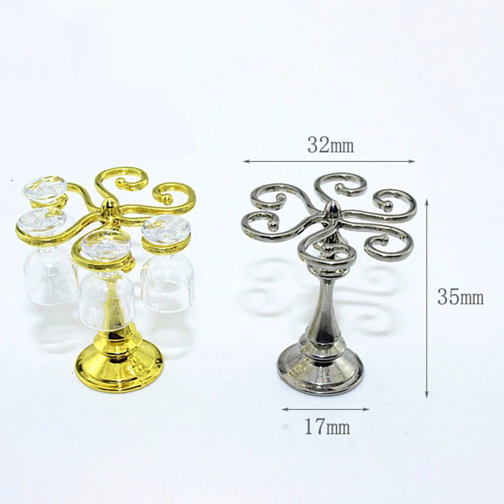 1/12 Dollhouse Miniature Accessories Mini Goblet Frame Simulation Wine Glass Rack Model Toys for Doll House Decoration