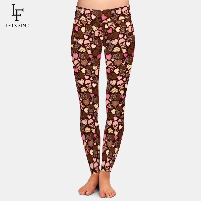 LETSFIND-Legging élastique taille haute pour femme, imprimé crânes colorés en 3D, legging fitness mince et sexy, mode 2021