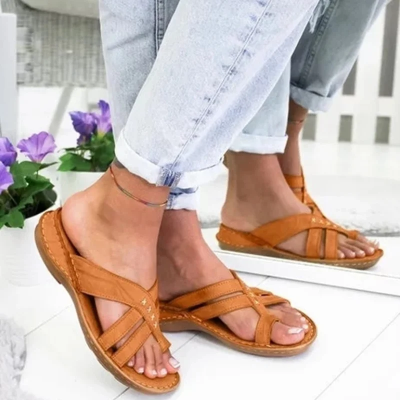 Women Shoes 2023 Summer Sandals Women Fashion Flat Flip Flops Big Toe Large Size Sandals Slippers Beach Outdoor Slides WSH4033