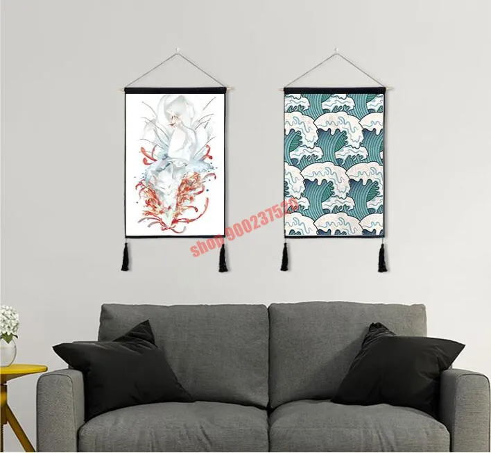 Japanese style and wind hanging painting, cloth home bedroom tapestry, background wall hanging shielding cloth