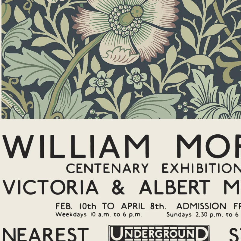 William Morris Canvas Print The Victoria and Albert Museum Exhibition Poster London Underground Art Nouveau Painting Wall Decor