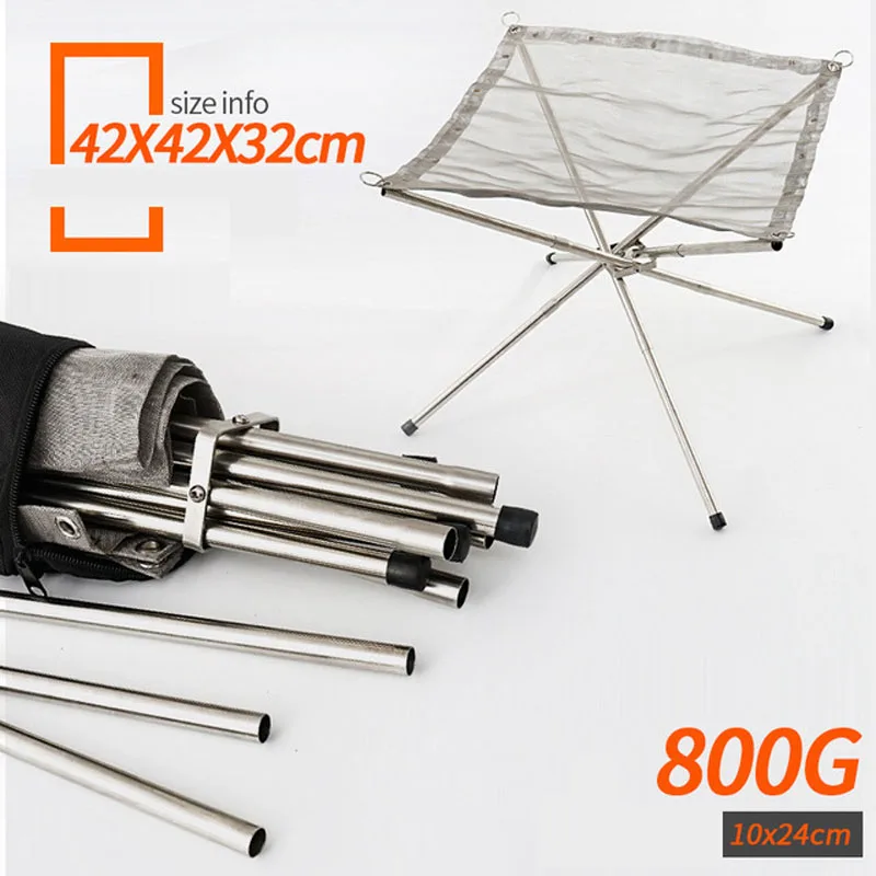 New Foldable Outdoor Burning Frame Portable Stainless Steel Barbecue Camping Stove Point Carbon Heating Wood Stove