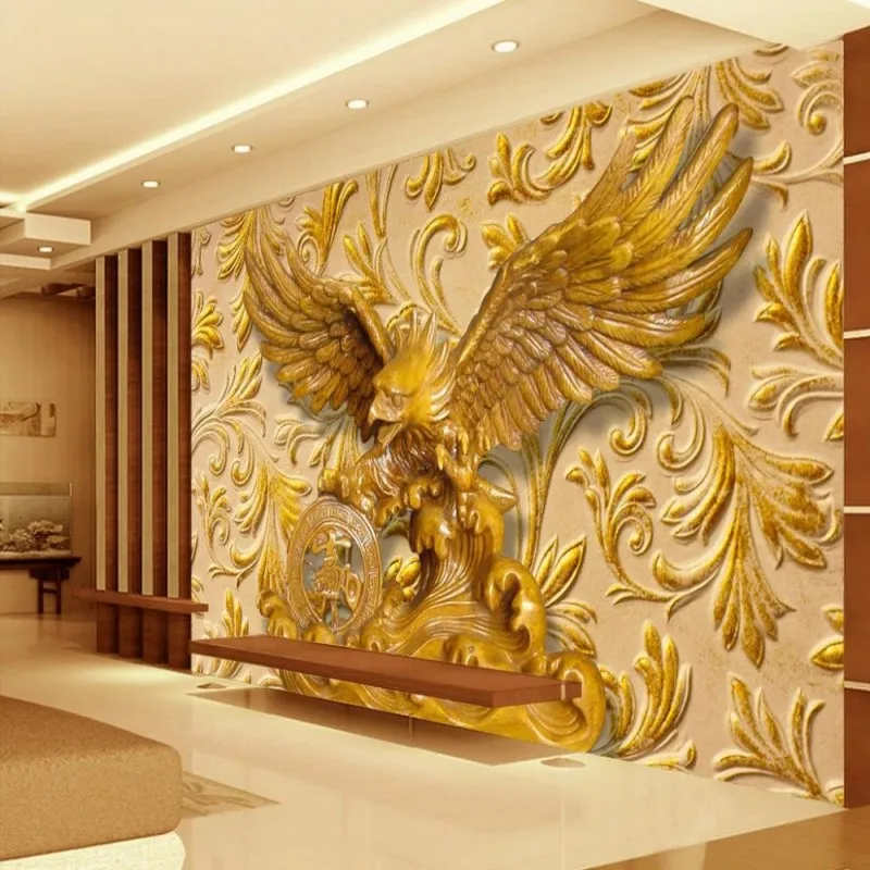 

WELLYU Custom Wallpaper Home Decor 3D Living Room Bedroom Relief Eagle Background Mural wallpaper for walls 3D mural wallpaper