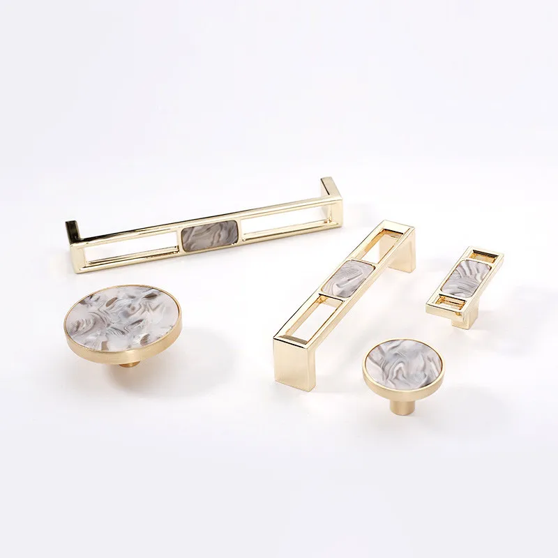 European Furniture Door Handles Zinc Alloy Drawer Pulls Handles and Knobs for Kitchen Cabinets Nordic Marble Vein