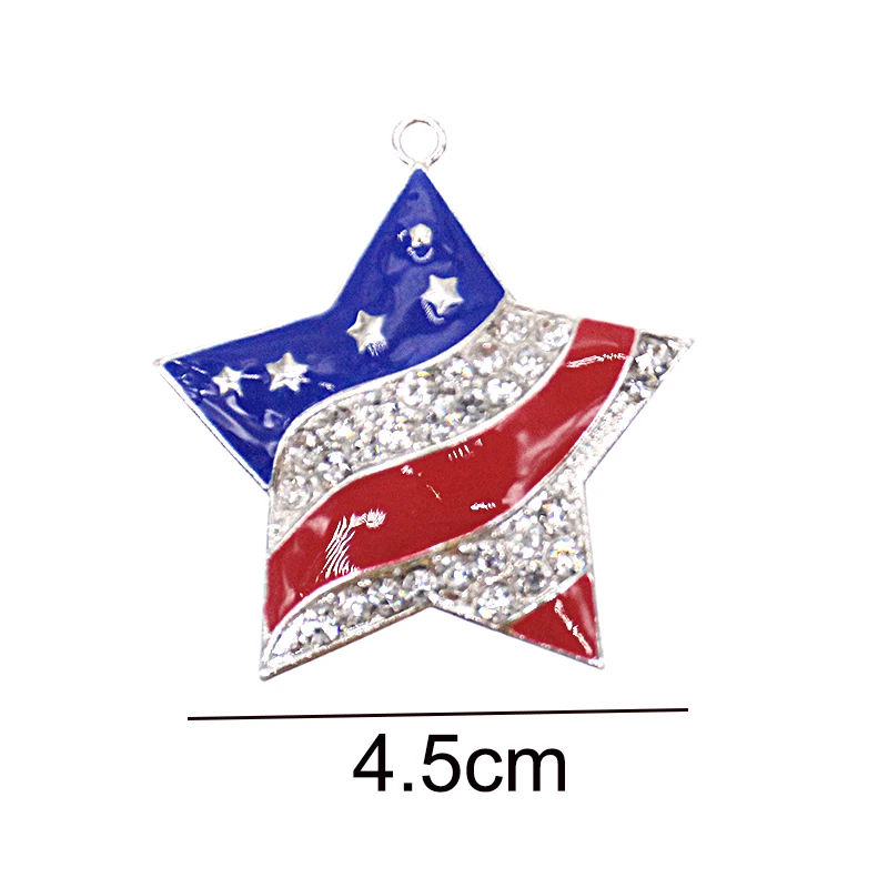 10pcs/lot Patriotic Star Brooch American USA Flag Pin Independence Day 4th of July Memorial Veterans' Day Pendant Charm