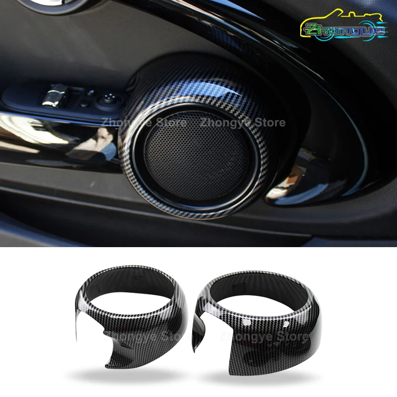 Car Door Speaker Protective  Decorative Cover Shell Carbon Style Sticker For BMW MINI ONE Cooper JCW F55 F56 F57 Accessories