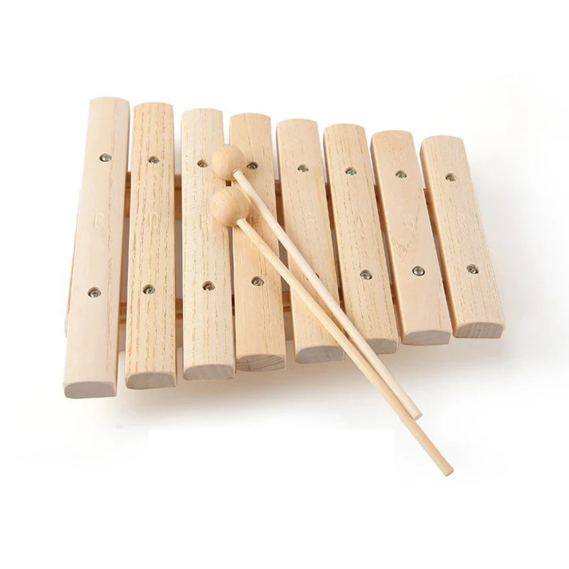 Juguete de percusión de xilófono de madera natural para niños, instrumento musical para desarrollar música, 8 tonos, 12 tonos, envío gratis, 1 unidad