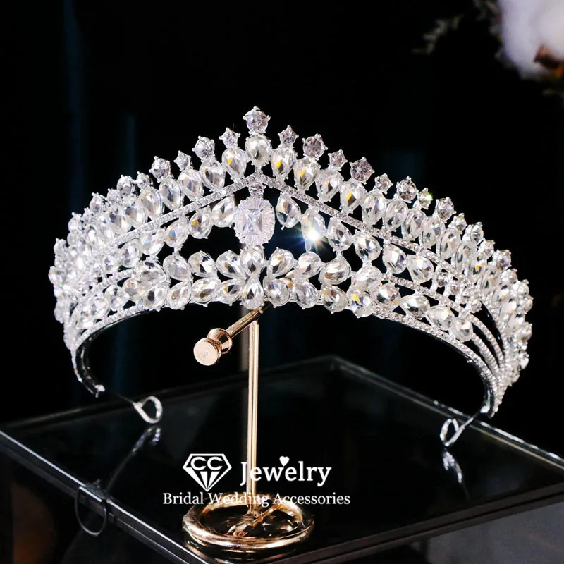 

CC Crystal Crown for Women Wedding Accessories Bridal Hairwear Engagement Hair Ornaments 100% Handmade Tiaras Shining Gift FO32