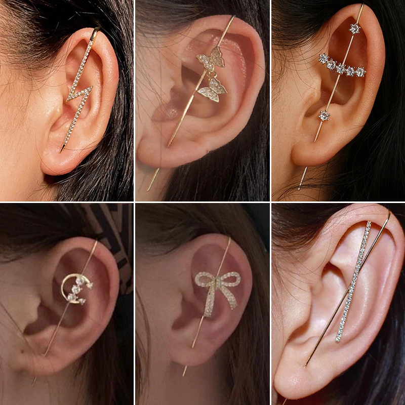 Multiple Styles Boho Ear Wrap Crawler Hook Earrings Geometric Stud Earings Piercing Earring Street Popular Hip Hop Ear Jewelry