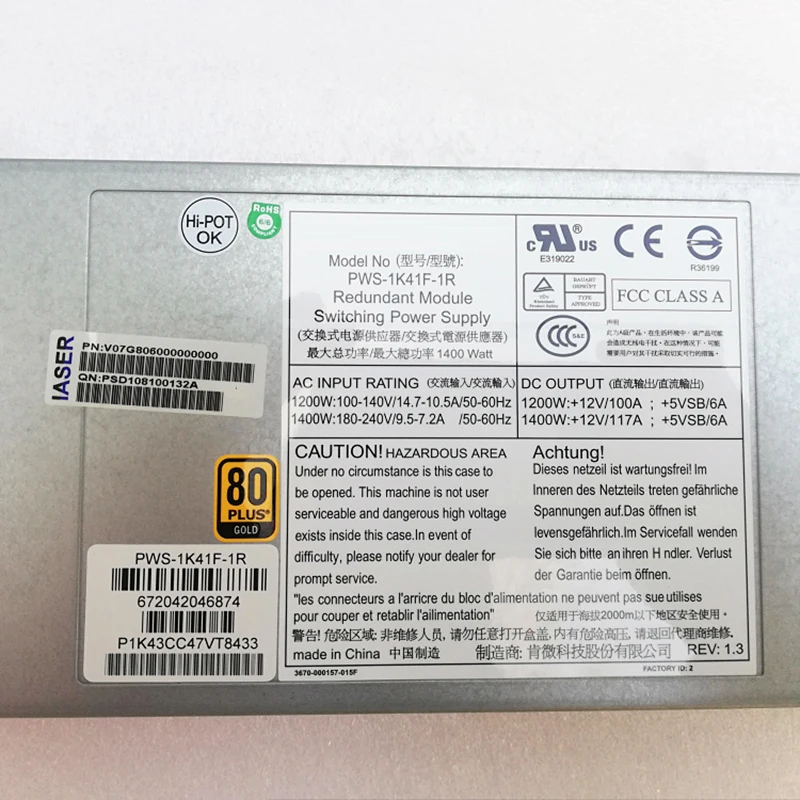 Imagem -06 - para Nf8560 m2 2488 v2 Supermicro Servidor Fonte de Alimentação Pws1k41f-1r 1400w Totalmente Testado