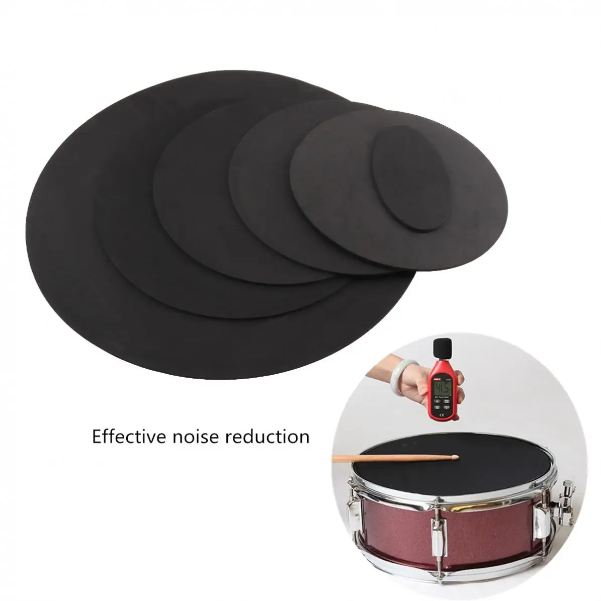 Borracha espuma Jazz Drum Kit, Mudo 5 Drum e 3 pratos, Sound Off prática Pad para Snare eletrônico mudo exercício, 10pcs