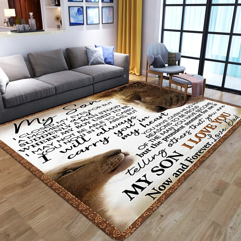 Carpets To My Daughter Son Message Letter Printed Carpet Soft Flannel Kid Play Area Rugs Home Kitchen Floor Mat Express Love Rug