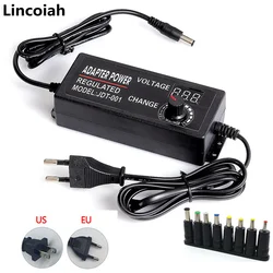 AC Adjustable Power Supply 3V-24V 3A AC DC 8 Plug Connect Universal Adapter Adjustable AC TO DC 220V 110V TO 3V 24V 9W 72W EU US