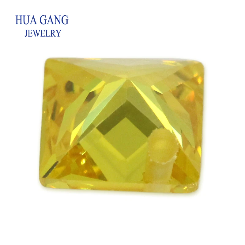 Yellow Loose CZ Stones Beads Gem With Hole AAAAA Square Shape Cubic Zirconia Stone For Jewerly Making 4x4~12x12 High Quality