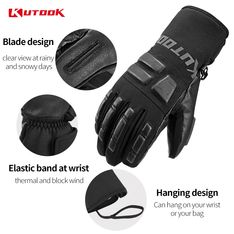 Kutook à prova dwaterproof água luvas de esqui dos homens inverno térmica snowboard luvas à prova de vento feminino neve bordo snowmobile luvas