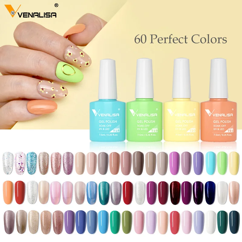 Color Chart for Venalisa VIP3 7.5ml Gel Nail Polish Glitter Colors Nail Manicure Glitter Gel Nail Varnish Soak Off Gel Lacquer