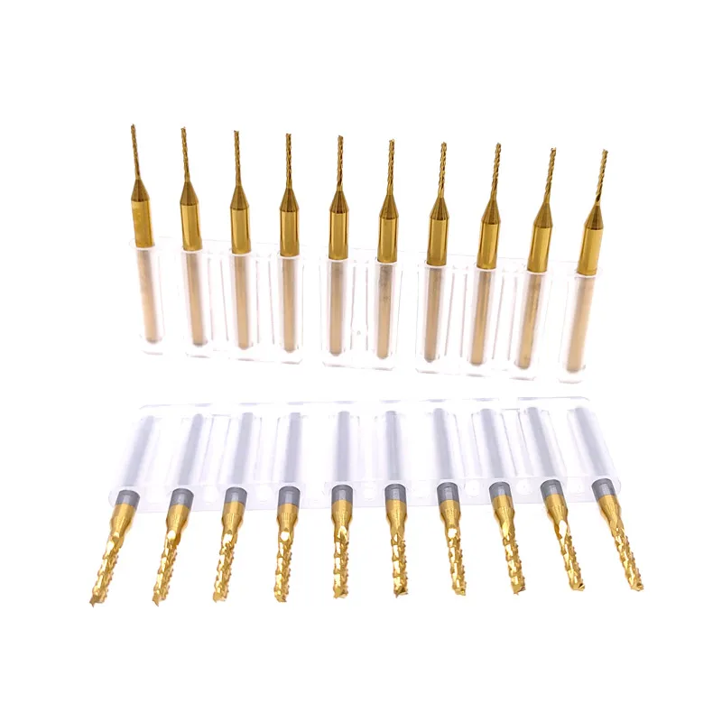 10pcs 0.6-3.175mm Carbide PCB Fresa Mais Set 3.175 millimetri Shank PCB Macchina Per Incisione Bit End mulino Fresa Per Metallo