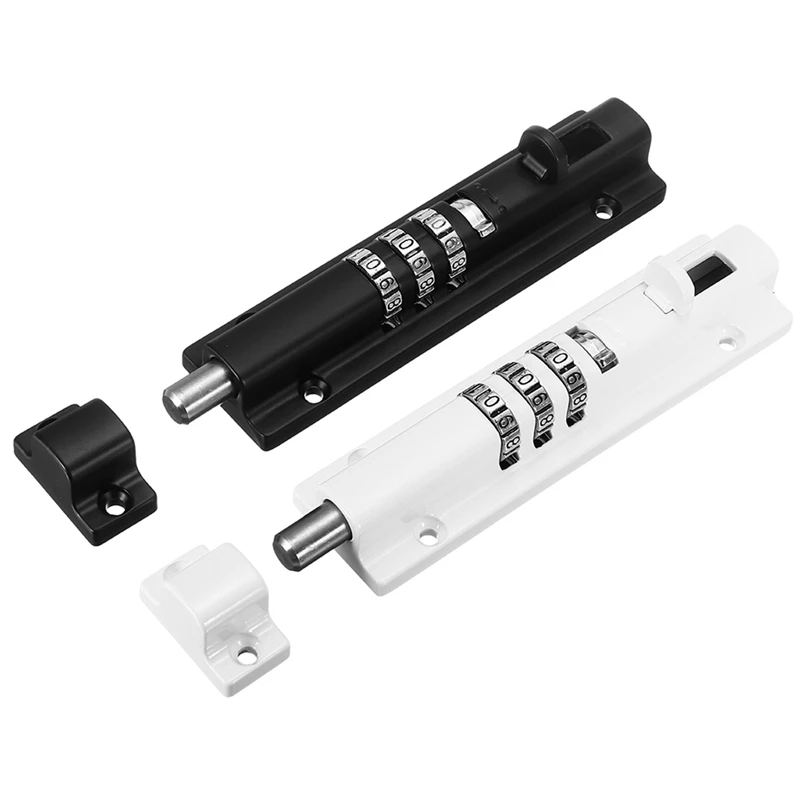 RISE-Horizontal Horizontal Door Bolt Lock Sliding Combination Code Can Be Reset for Gate Garage Cabinet White