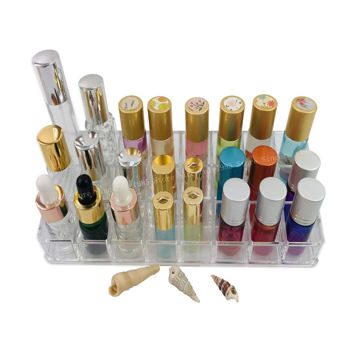 24 Grid Essential Oil Bottle Display Stand Transparent Acrylic Cosmetic Storage Box Makeup Box Lipstick Stand