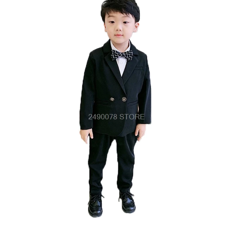 

Kids Formal Jacket Pants 2Pcs Clothing Set Flower Boys Wedding Tuxedo Suit Children Host Dance Party Performance Dress Costume