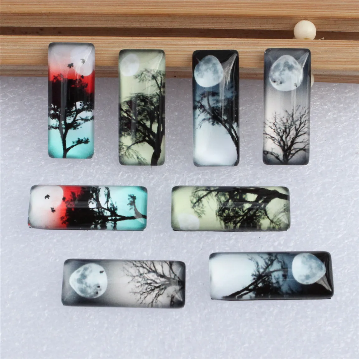 10x25mm Random Mixed All Saints (Christian festival) Rectangle Glass Cabochon Flatback Photo DIY Accessories 10pcs(5pairs)