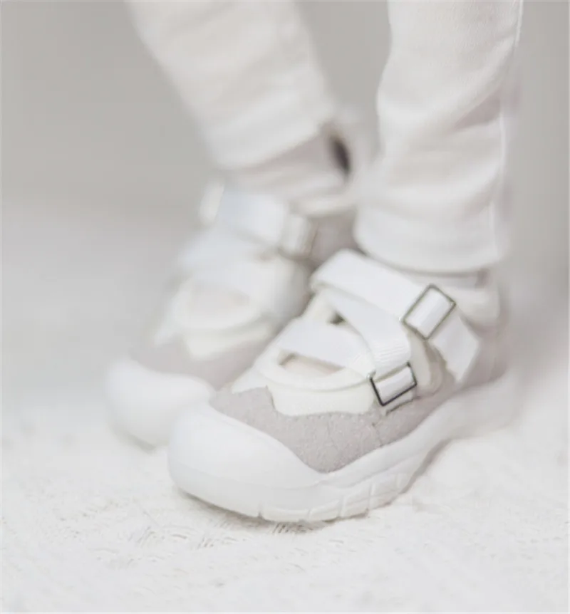 BJD doll shoes fit for 1/4 Uncle Size white and grey cross strap soft bottom casual shoes doll accessories