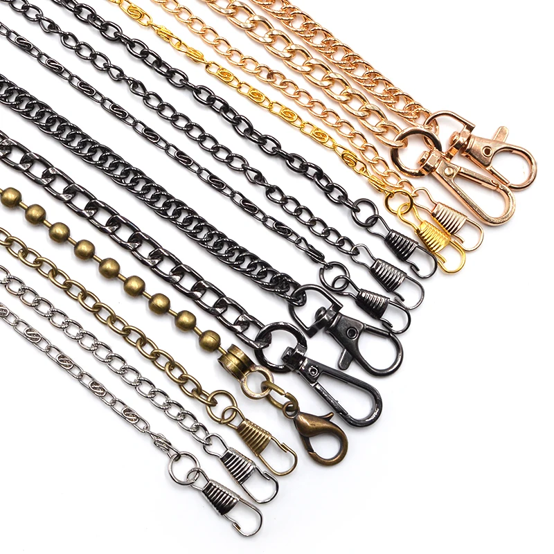 10pcs 120cm Metal Chains For Bag Purse With Buckles Shoulder Straps Handbag Handles Parts & Accessories