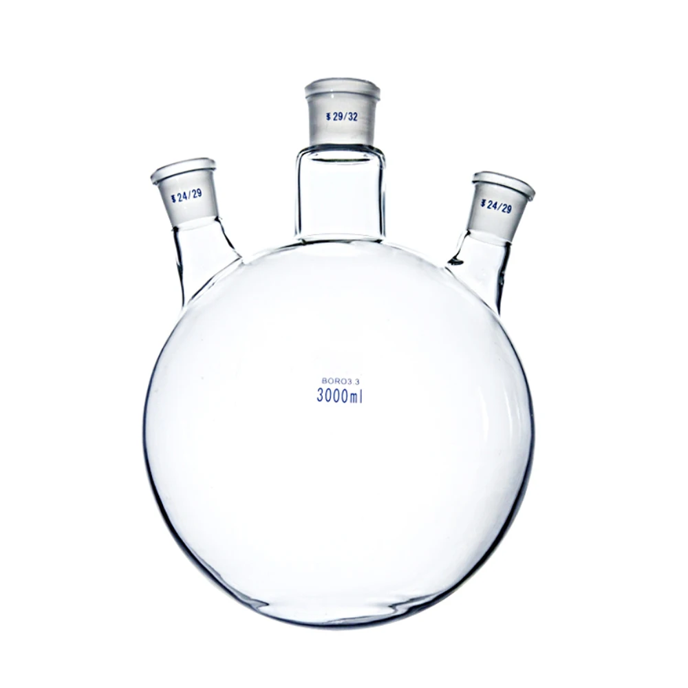 Inclined three mouth flask 250-1000ml Chemical experimental reactor Three neck flask Round bottom spherical distillation flask