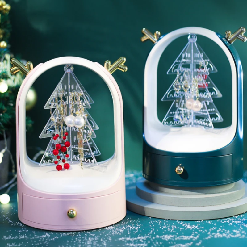 Jewelry Storage Box Christmas Tree Shape Ring Earrings Shelf Display Organizer For Jewelry Plastic Storage Container For Dresser