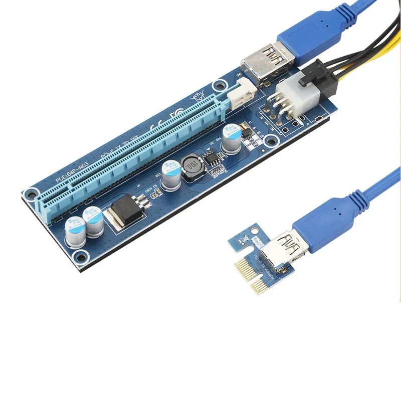 

VER006c PCI-E Riser Card 006c PCI Express X1 to X16 Adapter 0.6M USB 3.0 Cable SATA 6Pin Power for Mining Bitcoin Miner