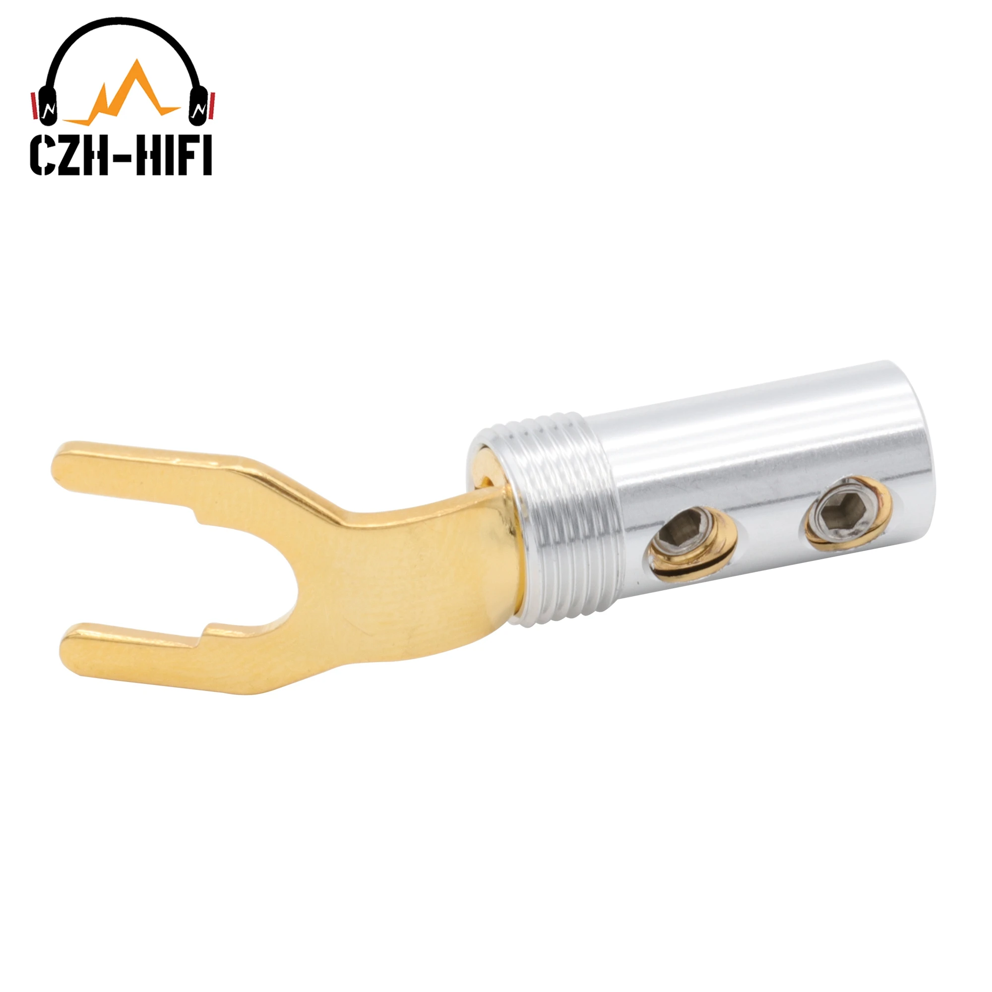 1pair EIZZ High End Banana Spade Plug Connector Gold Plated Brass Audio Speaker Cable Y Fork Male Jack HiFi DIY