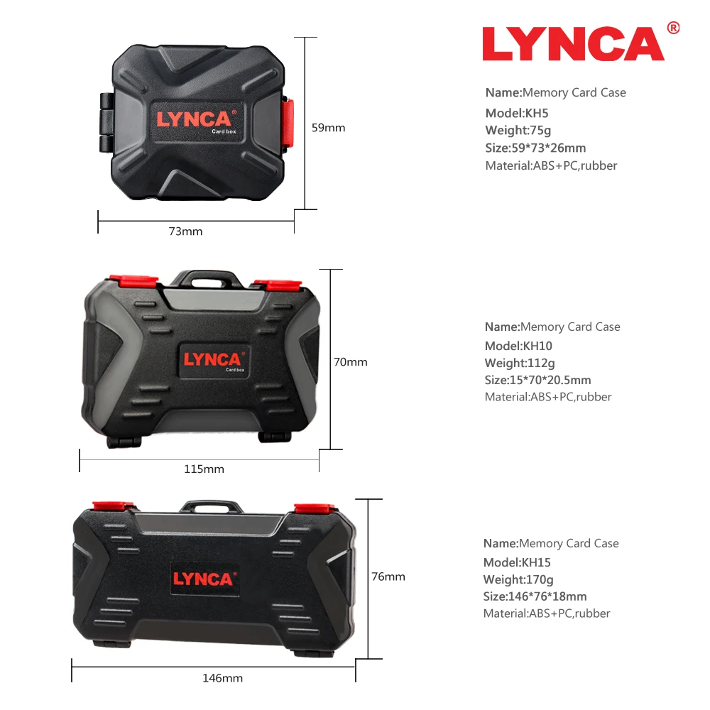 LYNCA Waterproof Memory Card Case Holder Storage Sim Micro TF SD Card Case Storage Box Holder Wallet Bag Carrying Pouce Case