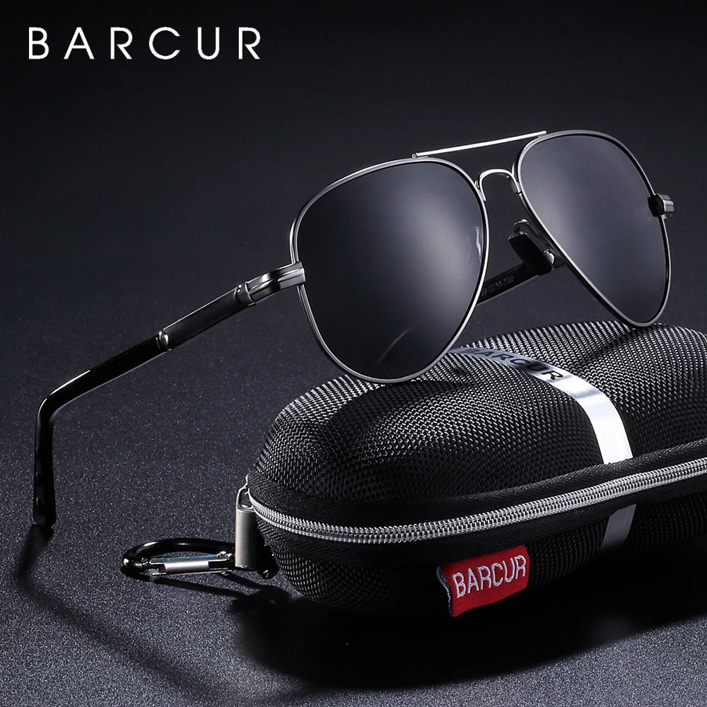 BARCUR Men Classic Pilot Sunglasses Polarized Aluminum Driving Sun glasses Luxury Shades UV400 Protection Eyewear