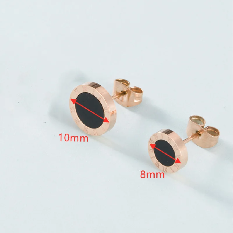 1pair Fashion New Stainless Steel Stud Earrings for Women Men Jewelry Vintage Roman Numerals Small Earring