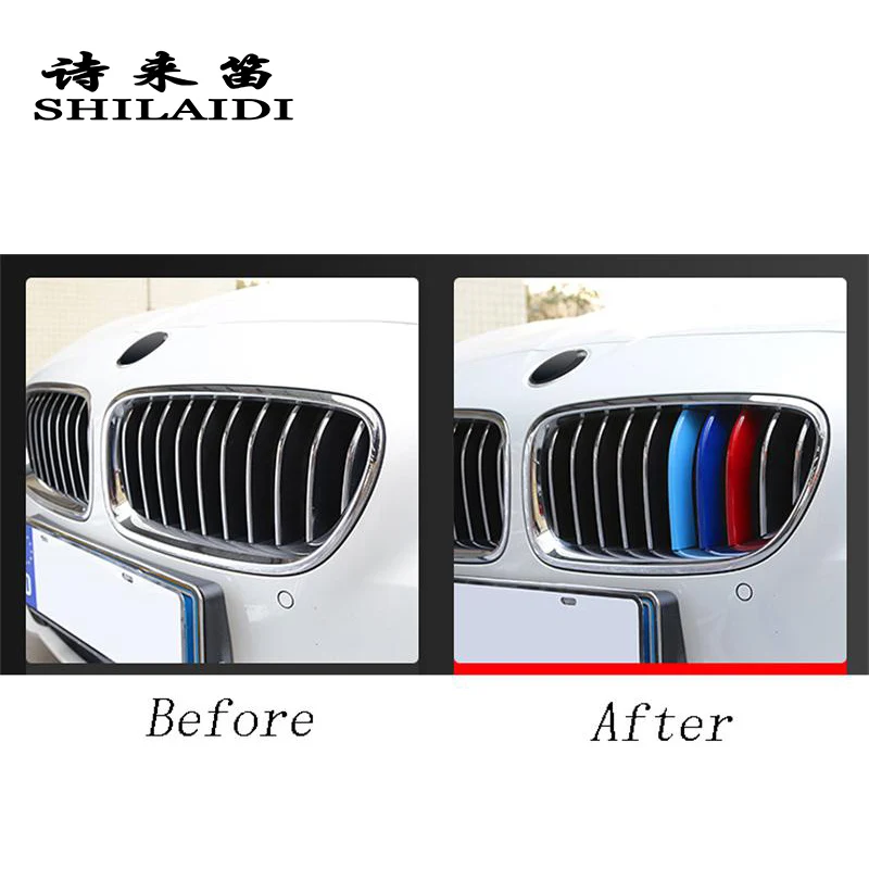 Car Styling For BMW X1 E84 F48 Accessories Head Front Grille For M Sport Stripes Grill Covers Cap Decoration Frame Auto Stickers