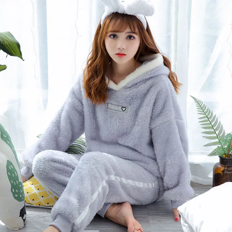 Winter Dicke Warme Flanell Pyjamas Sets Für Frauen Nachtwäsche Hause Kleidung Pyjama Hause Tragen Pyjamas Set