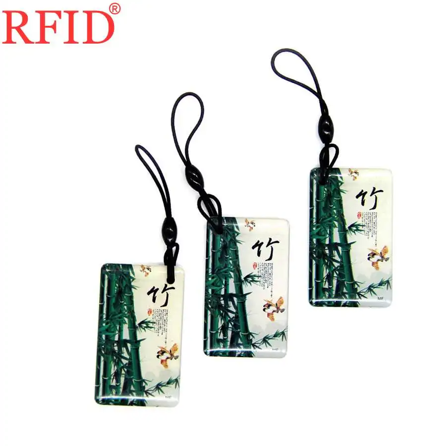 UID S50 1K 13.56Mhz Bamboo Pattern Keyfob Key Fobs Changeable Rewritable Block 0 Card RFID NFC Badge Keychain Token Tag 1pcs