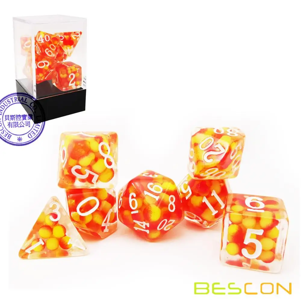 

Bescon Firey Pearl Polyhedral Dice Set, Fire Pearl Poly RPG Dice set of 7