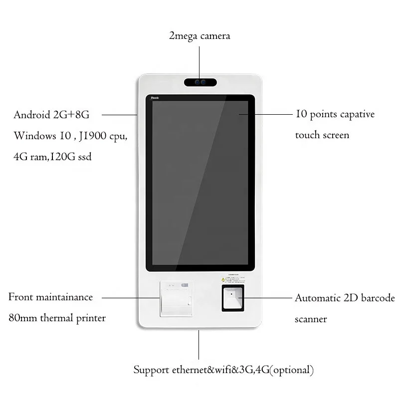 24 32 inch touch screen self service payment ordering kiosk for fast food McDonald's/KFC/restaurant/supermarket