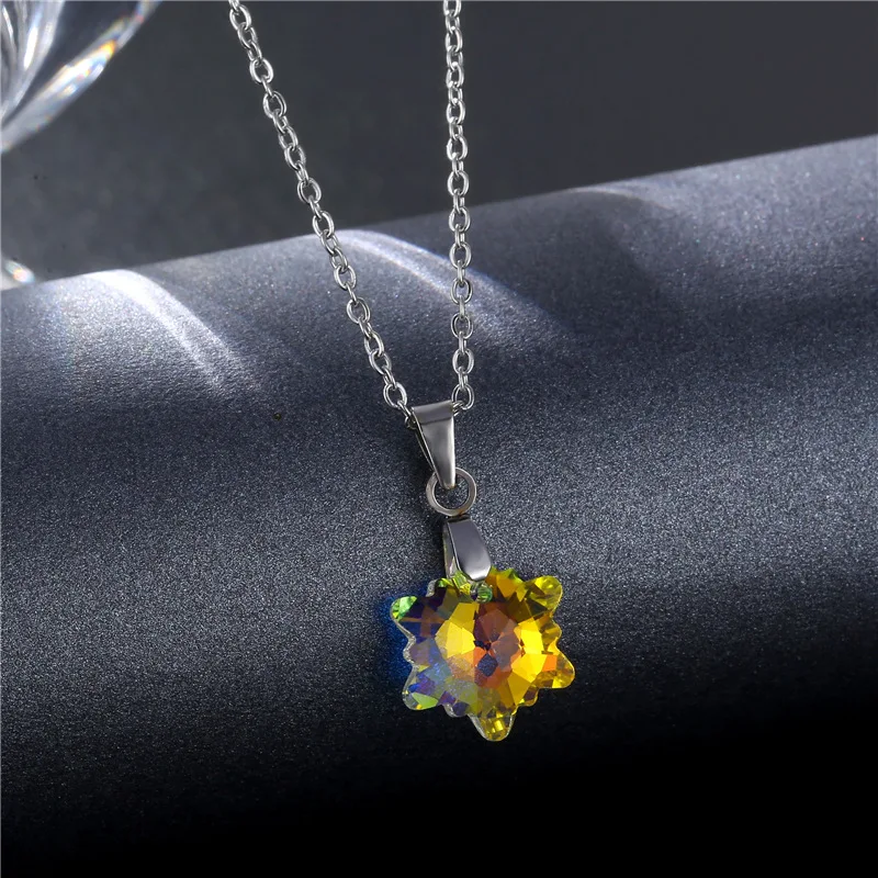 Charming AB Multi-Color Crystal Drop Pendant Choker Necklace For Women Vintage Collar Link Chain Jewelry Party Gift